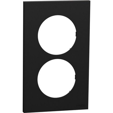 Plaque Odace Schneider 2 postes vertical entraxe 57mm Finition: Noir onyx