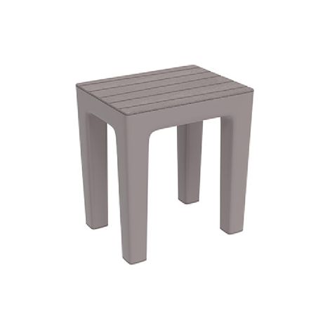 Tabouret Woody en PP effet bois gris tourterelle 38 x 29 x 41,5 cm chaise tabourets de salle de bain Tortora