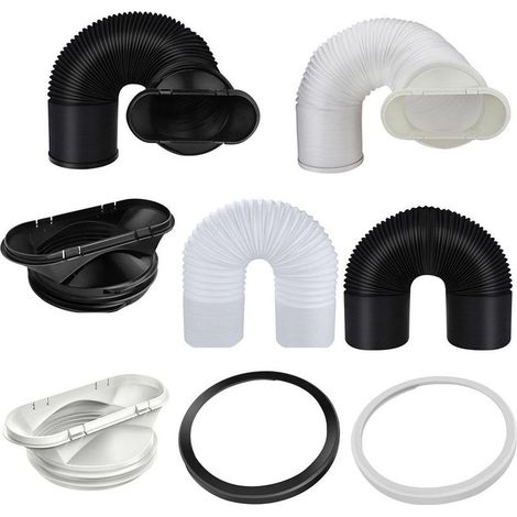 Tuyau d'évacuation flexible pour sèche-linge, hotte aspirante et climatiseur mobile, anneau de serrage noir (1/5)