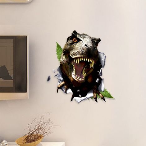 Autocollants muraux 3D dinosaure cassé, auto-adhésifs 3D pour chambre de salon (1/3)