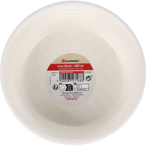 Gamelle pour nourriture ou l'eau blanche ø 13.6cm,  480 ml pour chat et petit chien - Flamingo (1/4)