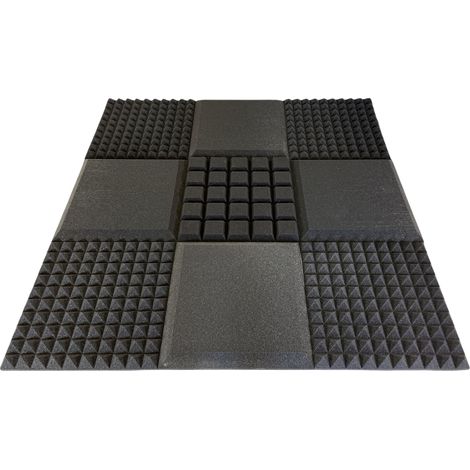 Set placche PRO  A  fonoassorbenti insonorizzanti piramidale per correzione audio in poliuretano isolamento acustico dj (1/4)