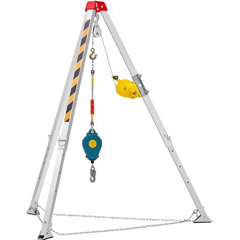 Kit Trépied pour Espace Confiné, Treuil 544 kg, Pieds 2,13 m, Câble 30 m, Protection Antichute 10 m, Harnais, Sac de Rangement (1/5)