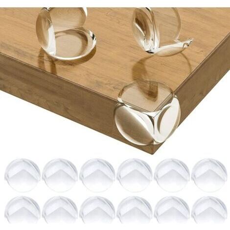 Protections Coin de Table pour Bébé, Protections d'angle pour Meuble Sécurité Enfant pour Bureau, Berceau, Cheminée, Table, Coins & Bords Molles + sans Danger Rondes Pack de 12 Transp (1/4)
