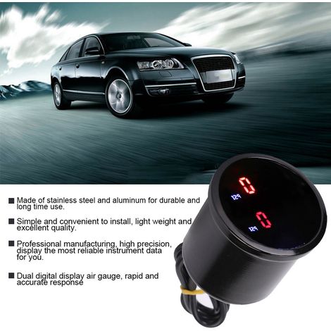 Manomètre de pression d'air automobile 52 mm (2 pouces) avec double affichage numérique LED et kit de capteur pour suspension pneumatique (1/5)