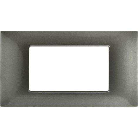 Placchetta per interruttore in metallo a 4 posti grigio scuro cassetta 504 compatibile con vimar plana supporto cover (1/2)