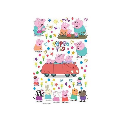 Stickers Peppa pig et ses amis en voiture - 1 planche 42,5 x 65 cm (1/4)