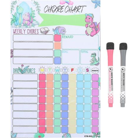 1 ensemble de tableau magnétique pour enfants, tableau des tâches ménagères réutilisable, accessoire pour enfants-30X20CM