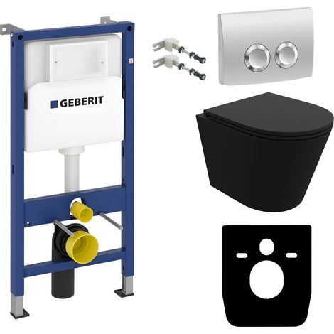 GEBERIT WC Set mit Vorwandelement, Wand-WC und Spülknopf