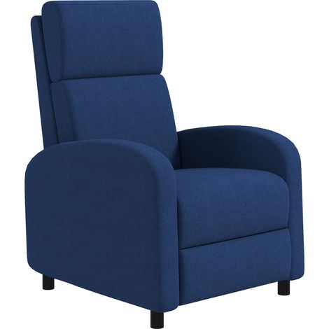 HOMCOM Poltrona Relax Reclinabile a 160° con Poggiapiedi in Tessuto Blu