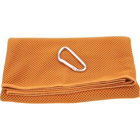 Serviette rafraîchissante microfibre séchage rapide motif gaufre orange, linge froid avec crochet pour sport et fitness (1/5)