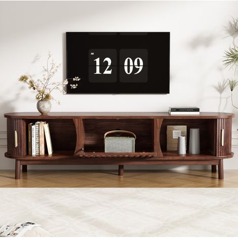 Meuble TV 165 cm portes coulissantes MDF brun OKMYHOME (1/5)