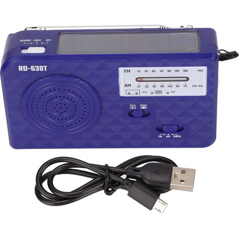 Radio de Poche Multifonction à Manivelle avec Lampe Torche, Panneau Solaire et Sangle pour Urgences et Randonnée (1/5)