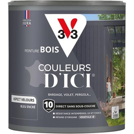 Peinture bois extérieur Couleurs d'Ici® V33 Bleu encré Velours 0,5L