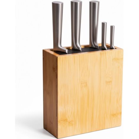 Ceppo portacoltelli in bambù con inserto in setole flessibili