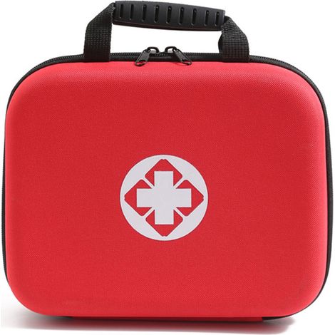 Trousse de premiers secours vide, étanche, grande capacité, portable, rouge, rigide, pour organiser les médicaments et idéale pour les voyages en extérieur. (1/4)