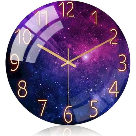 Horloge murale - ZGEER - Silencieuse en verre - 30 cm - Violet - Design moderne (1/4)