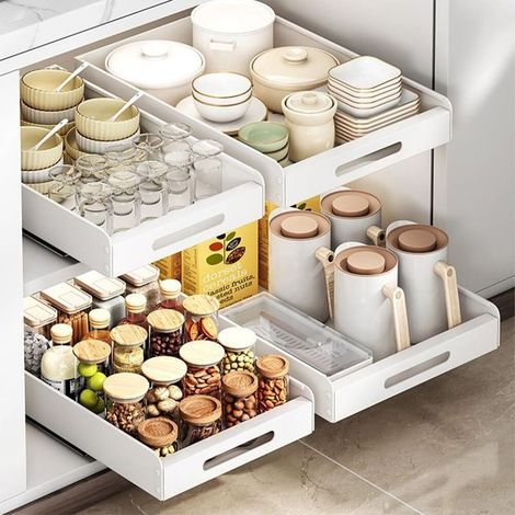 Tiroir Coulissant Cuisine - - Étagère Sous Évier - 25kg - Installation Sans Outils - 40cm
