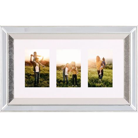 Cornice Multi Foto in Vetro Specchiato 32 x 50 cm per 3 foto 10 x 15 cm Makeni (1/5)