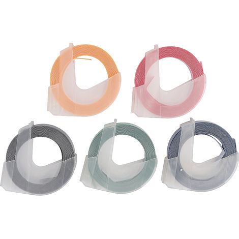 5 rouleaux de ruban de gaufrage 3D de 9 mm pour imprimante d'étiquettes PVC manuelle DIY, 3 mètres (1/5)