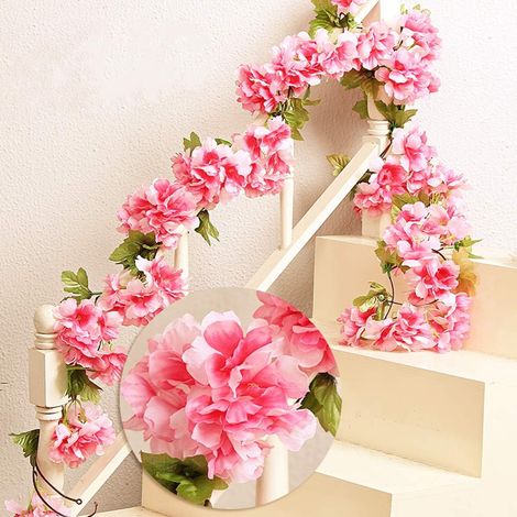 Pêche rouge - 2 pièces x 230 cm Fleurs artificielles Sakura suspendues G-AquaForge (1/5)