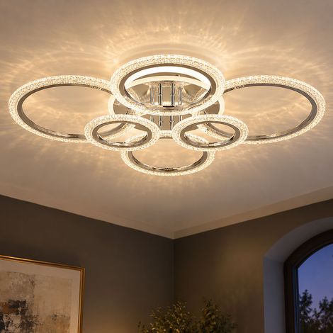 LED Deckenlampe Deckenleuchte Wohnzimmerlampe CCT-Schaltung Chrom Metall L 78 cm (1/5)