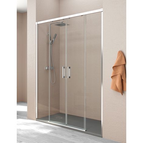 Mampara de Ducha Frontal - 2 Hojas fijas + 2 Puertas Correderas - Modelo Sibila 4 (167 - 172) (1/5)