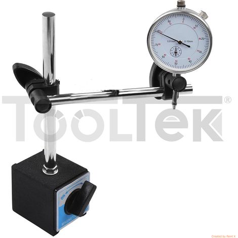 BASE MAGNETICA CON COMPARATORE 0-10mm SUPPORTO MAGNETICO TORNIO (1/5)