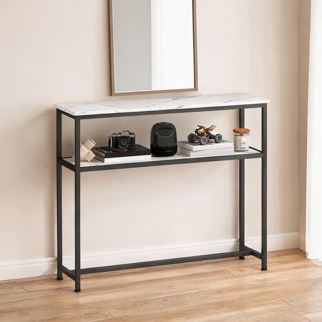 Console blanco en melamina de Madera métal 100 x 30 x 81 cm (1/5)