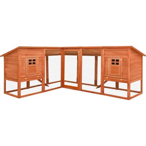 Outdoor Rabbit Hutch with Run Brown Solid Fir Wood vidaXL (1/5)