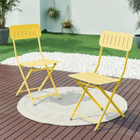 Set Sande di 2 Sedie Pieghevoli - Giallo [en.casa]