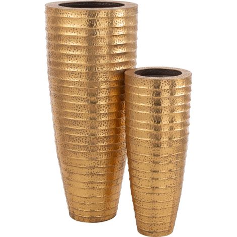 Vase métal doré style Égypte raffinement et éclat intemporel - Doré effet martelé égyptien (1/3)