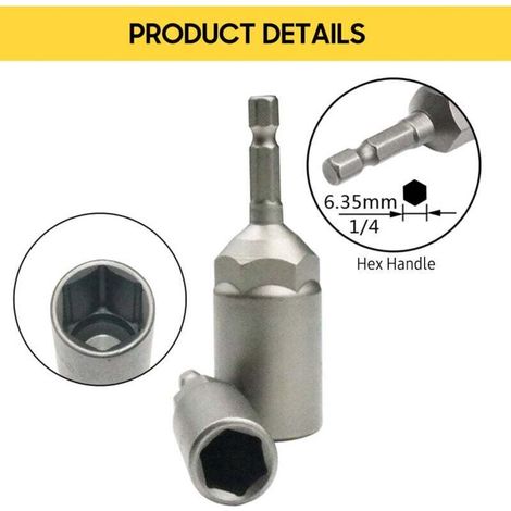 15 Pièces Douille Visseuse a Choc 5.5-19mm Douille Hexagonale Profondeur D'usinage 34mm pour Visseus Électrique Tournevis Manchon Clé (1/3)