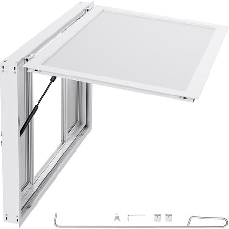 Mophorn Fenêtre de service pour camion-restaurant 134,6x83,8 cm, conçue pour les stands de vente, avec cadre en alliage d'aluminium, 4 moustiquaires, porte à auvent et crochet de traction (1/5)