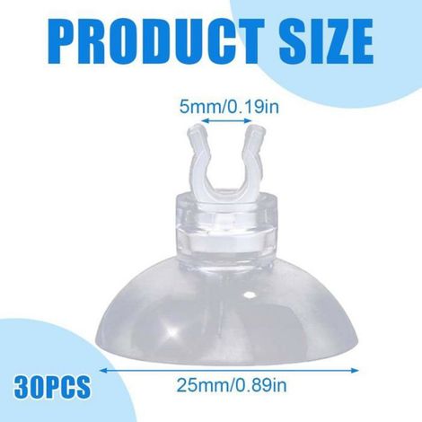 Lot de 30 Ventouses Aquarium Professionnelles 25mm - Support Tubes Tuyaux Pompe à Air Fixation Transparent Aquariophilie (1/4)