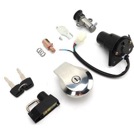Kit de verrouillage du contacteur d'allumage pour moto Virago XV125 XV250 XV535, comprenant un verrou pour le réservoir de carburant, le casque et le coffre, ainsi qu'une clé. (1/5)