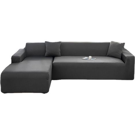 Housse De Canapé Imperméable - Forme En L - Élastique En Polyester Et Coton - Hauteur 145 À 185 Cm - Noir - 1 Pièce (1/5)