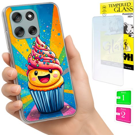 Funda para Motorola Moto G56 con diseño gráfico de pastel y cristal. (1/5)