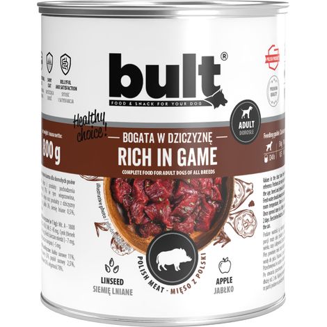 Cibo umido per cani in lattina, ricco di selvaggina, confezione da 12 x 800 g (1/2)