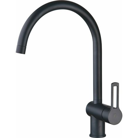 Miscelatore monocomando per lavello con canna orientabile Paffoni serie Ringo RIN180NO Ottone - Nero opaco (1/4)