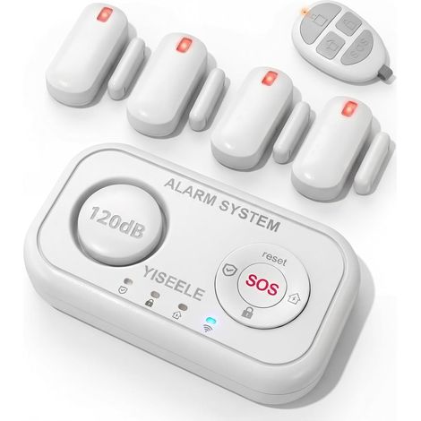 Système d'alarme maison sans fil : Centrale 120dB - Kit avec détecteurs d'ouverture porte/fenêtre - Compatible Alexa & Google (1/5)