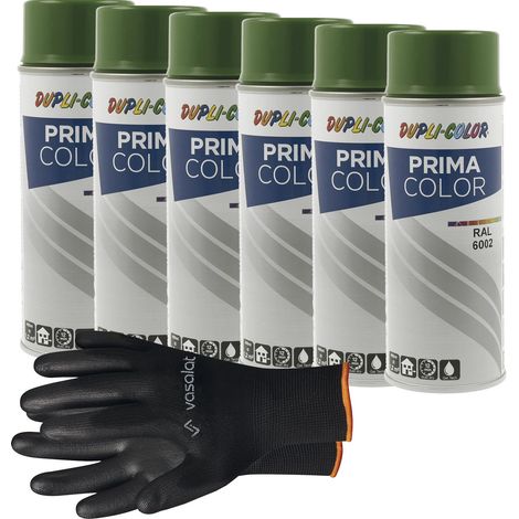 vasalat Dupli-Color Lackspray laubgrün glänzend RAL 6002 - Sprühlack für Metall, Kunststoff und Holz - wetterfeste Sprühfarbe für den Innen- und Außenbereich UV -beständig, 6 Stück