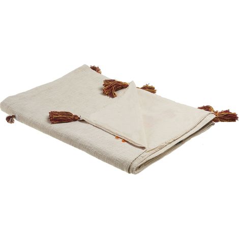 Kuscheldecke KHANDWA Baumwolle 130 x 180 cm Beige