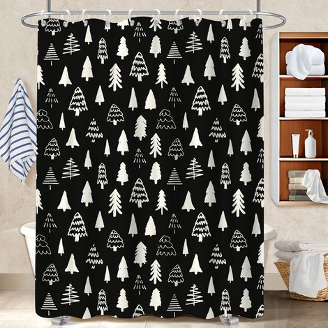 Rideau de douche tissu polyester 180x180 souple rideau séchage rapide pour un intérieur cosy et chaleureux (1/5)