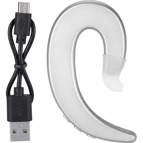 Casque Bluetooth à Conduction Osseuse Sans Fil, Accroche-Oreille Main Libre, Confortable et Indolore (Argent) (1/5)