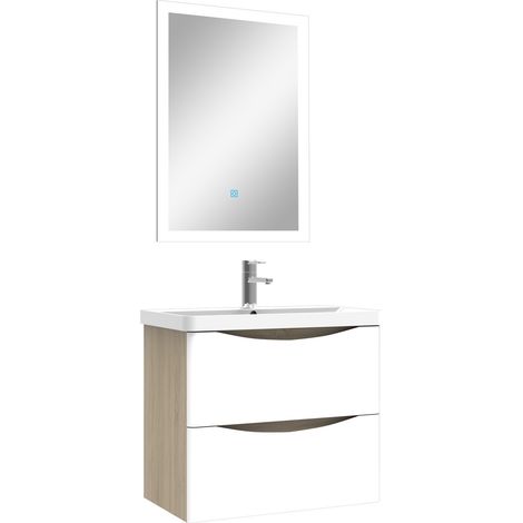 Aica Ensemble meuble simple vasque 60cm avec Miroir Lumineux (1/5)
