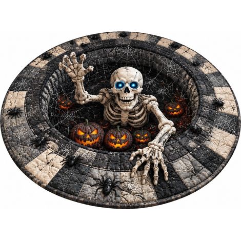 Tapis de sol rond Halloween, velours cristal, doux et lavable, cosplay, salon/chambre, commande personnalisée - Style 2 (1/5)
