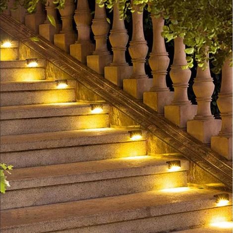 Lampes solaires pour marches d'extérieur, LED étanches, lampe de clôture, pour marches, clôture, balustrade et escaliers, marron chaud, 12 pièces (1/5)