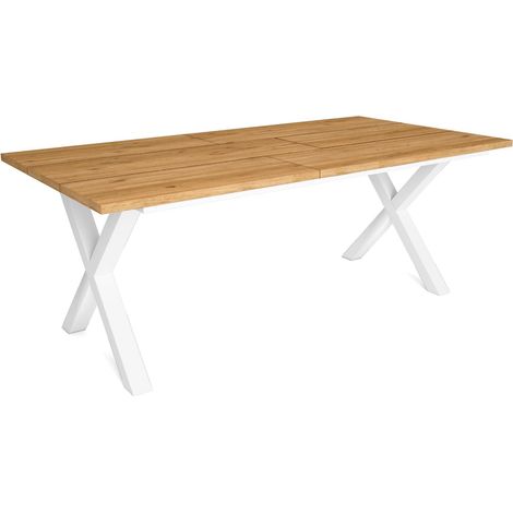 Skraut Home – Table extensible 10 personnes 194x90cm – Panneau mélamine 30mm – Style industriel – Assemblage facile – Pour repas familiaux (1/5)