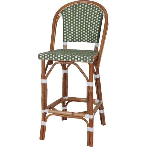 AUTRES Tabouret haut en rotin avec un style bistrot - modèle 080 - vert (1/5)